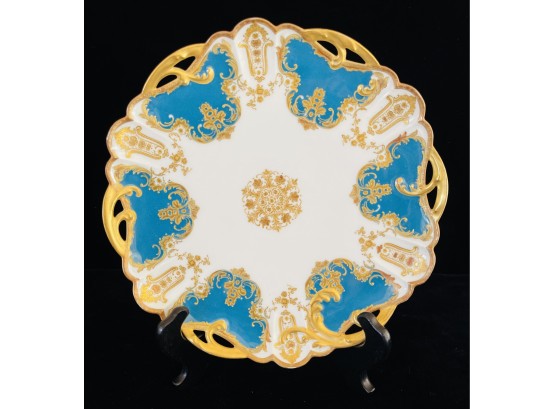 Vintage Limoges Teal & Gold Ornate Plate