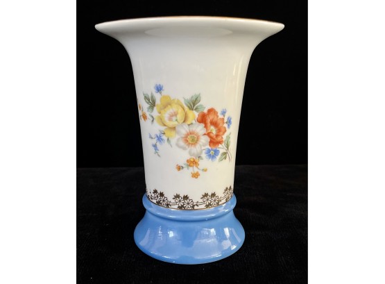 Vintage Royal Brazilian Porcelain Vase With Blue Band