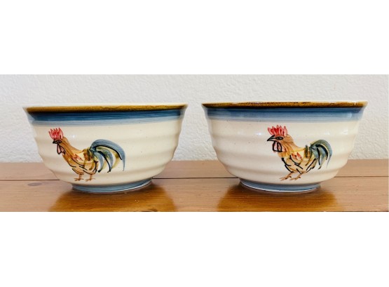 2 Gibson Ceramic Rooster Bowls