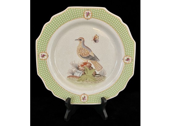 Decorative Chinese Stoneware Plate With Bird & Butterfly