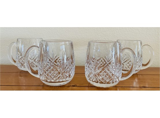 4 Pressed Glass Large Clear Mugs