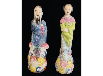 Lovely Asian Porcelain Pair On Scroll Base
