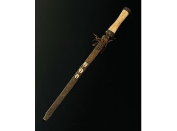 Decorative Bone Handle Sword W/ Leather African Sheath