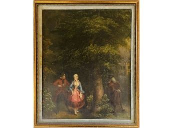 Antique Oil Painting On Canvas- 18th Century Style