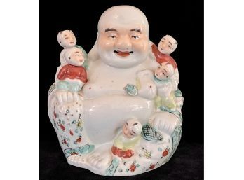 Asian Porcelain Buddha With Children