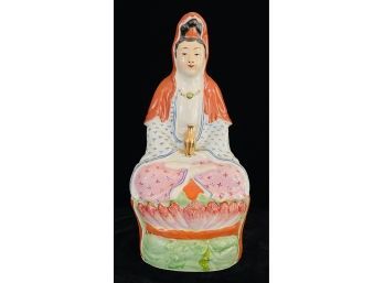 Stamped Chinese Porcelain Seated Figure