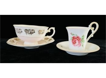 2 Porcelain Tea Cups And Saucers & Demitasse Set