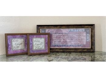 3 Pc. Framed Quotes Lot