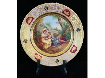 Antique Czech Decorative Plate With Man & Woman