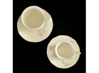 2 English Porcelain Demitasse Cups And Saucers