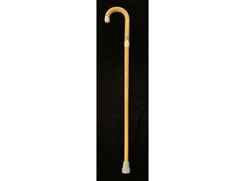 Carved Wood Cane W/ Silver Hallmarks On Handle-engraved