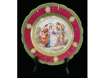 Antique Decorative Czech Plate With Woman Being Crowned