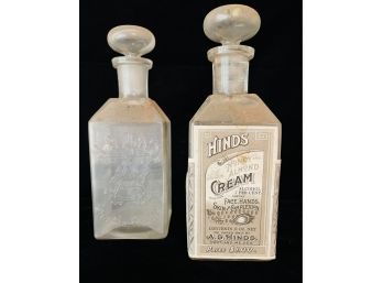 2 Antique Glass Hand Cream Bottles