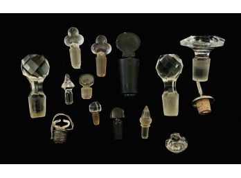 Assorted Glass, Crystal & Metal Antique Bottle Stoppers