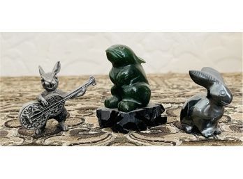 3 Small Rabbits Figurines