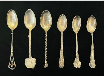 6 Sterling Silver Souvenir Spoons- 1.99Oz