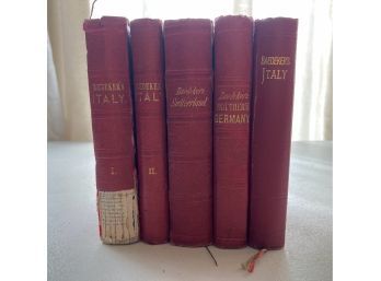 Vintage Collection Of Handbooks For Travelers Lot By Karl Baedeker (1868) (5 Pieces)