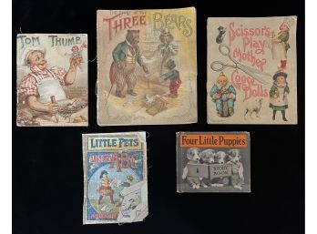 5 Antique Children's Books- 2 Linen