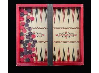 Antique Checkers & Backgammon Game Board