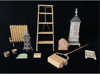 Wonderful Antique Dollhouse Miniatures Mostly Metal