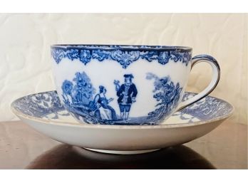Antique Royal Doulton Blue & White Cup & Saucer