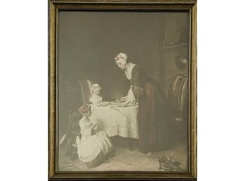 Antique Framed Print 'The Benediction', By Jean-Baptiste-Simeon Chardin 1699-1779