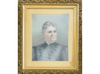 Antique Watercolor Portrait Under Glass Of Lady Gilt Frame Signed