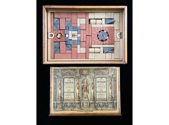 Antique 1910 German Anchor Blocks Building Set In Original Wood Box Fantastic Graphics By Richter And Co