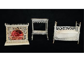 Ornate Cast Metal Filigree Dollhouse Miniature Furniture