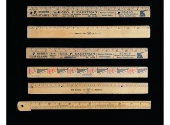 6 Antique Wood 12' Rulers