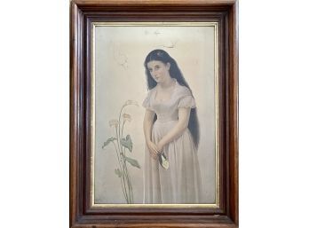 Antique Paper Print 'Purity' After L.G. Brown Wood Frame