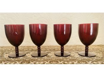 4 Pc Cranberry Red Goblets