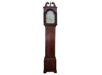 Antique Mahogany Cased Floor Clock Brass Spring Powered Mechanism, Case C. 1825 Movement C. 1930