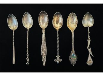 6 Sterling Silver Souvenir Spoons- 1.8 Oz