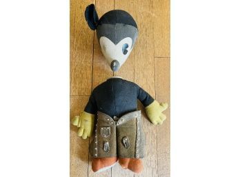 Early Mickey Mouse Soft Body Doll In Cowboy Outfit Head Needs Re-attached