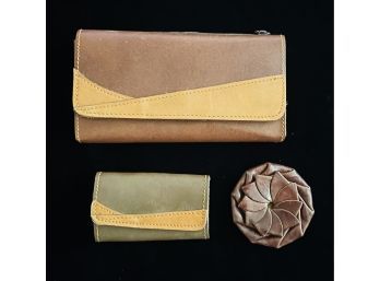 Vintage NIB Leather Wallet, Coin Purse And Key Keeper