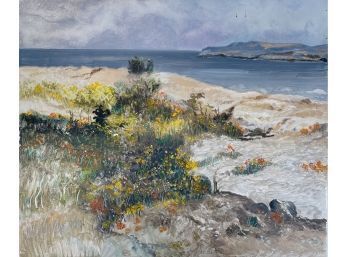 Beach Scene- Oil On Tin By J. Kirsch- Unsigned