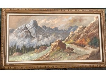 Gorgeous Vintage John Kirsch Framed Oil On Canvas Keyboard Of The Winds Painting