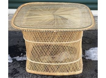 Small Living Room Glass & Wicker Table