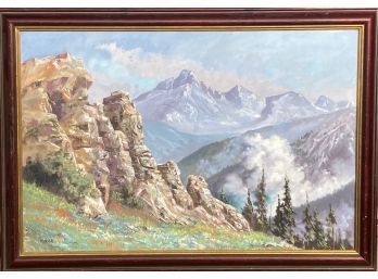 Vintage Framed John Kirsch Long's Peak Painting