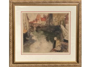 Vintage Beautfiul City Canal Scene Framed