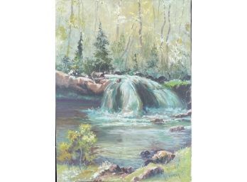 Waterfall Oil Painting On Canvas- Signed