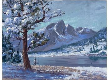 Beautfiul Winter Wonderland Scene Oil On Canvas, Unmarked