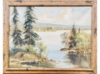 Framed Oil Painting Of Amazing Water Scene