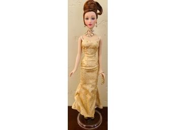 Vintage Alexander Doll With Fancy Updo Hair & Gold Formal Evening Gown