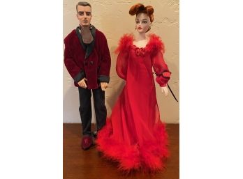 Vintage Doll Red Nightgown, Madra', Mel Odom, Ashton-Drake Galleries, Trent Male Doll In Velvet Smoking Jacket