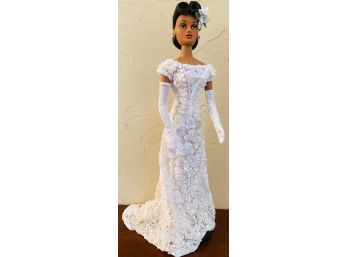 Vintage Doll By Violet Waters For Ashton Drake Galleries Brunette In Ivory Lace Formal Gown & Long Gloves