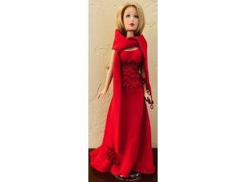 Vintage Alexander Doll Crimson Christmas Blond With Red Formal Evening Gown