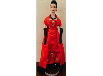 Vintage 1997 Robert Tonner Doll 'Queen Of Hearts', Brunette In Red Formal Evening Gown
