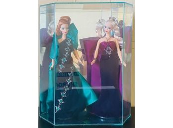(2) Beautiful Vintage Barbies In Glass Display Case